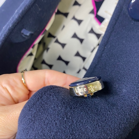 Kate Spade Navy Wool Blend Coat w/ Bow Pockets S - Picture 11 of 12